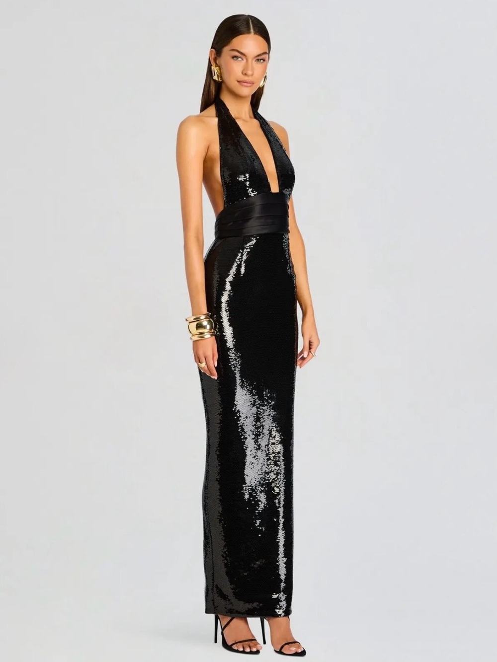 Retrofete Kelsie Sequin Gown in Black Sz Small BNWT